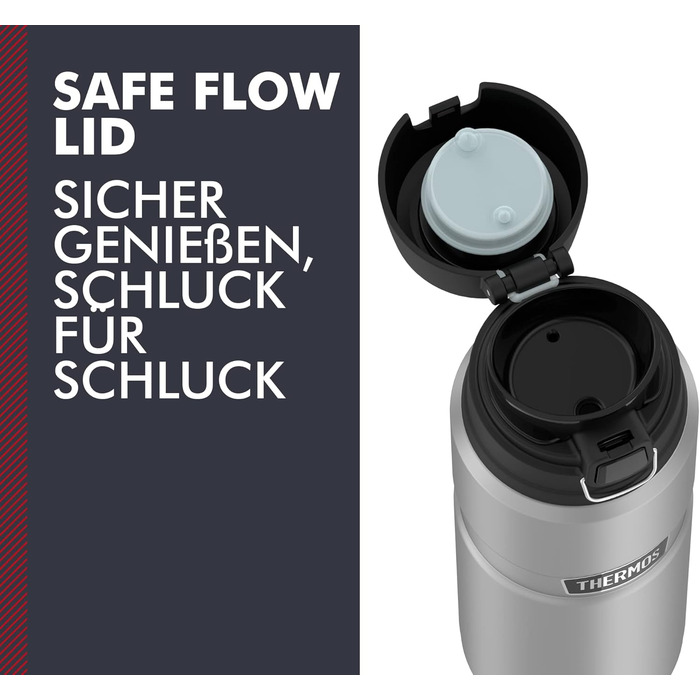 Термос-бутилка Thermos Stainless King 0,7 л з нержавіючої сталі, матова, з кришкою Safe Flow, 15 годин гарячого/24 години холодного, пляшка для води та чаю, придатна для миття в посудомийній машині, BPA-free