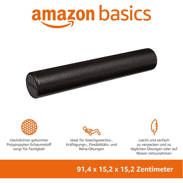Amazon Basics Поролоновий фітнес-ролик високої щільності 90 см чорний
