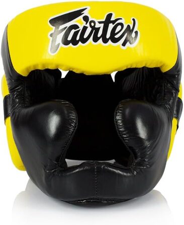 Кінцева захист голови Fairtex Super Sparring Boxen Leder (Hg13 Full Head, Чорний/Жовтий, L)