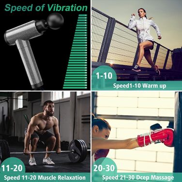 Масажер для м'язів глибокого проникнення, перкусійний електричний масажер для шиї, спини, плечей, тіла, зняття болю, 30 швидкостей, LCD-сенсорний екран з 10 насадками з карбону