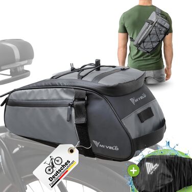 Велосумка MIVELO для багажника, ізотермічна, водовідштовхувальна, 10 л, сіра