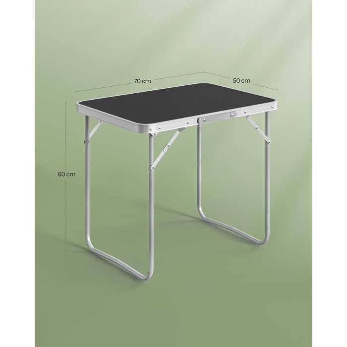 Стіл туристичний складний Woltu 70x50x60 см, алюміній та MDF, для пікніка та відпочинку на природі, чорний