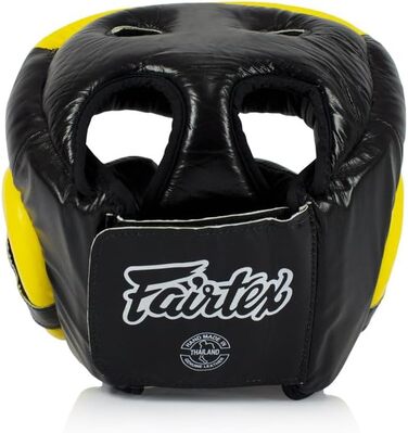 Кінцева захист голови Fairtex Super Sparring Boxen Leder (Hg13 Full Head, Чорний/Жовтий, L)