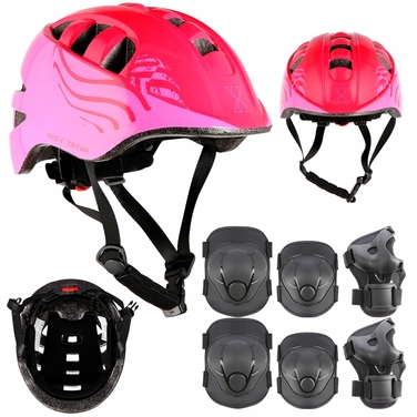 Дитячий велосипедний шолом з регулюванням та комплект захисту для скейтбордингу, розмір XS