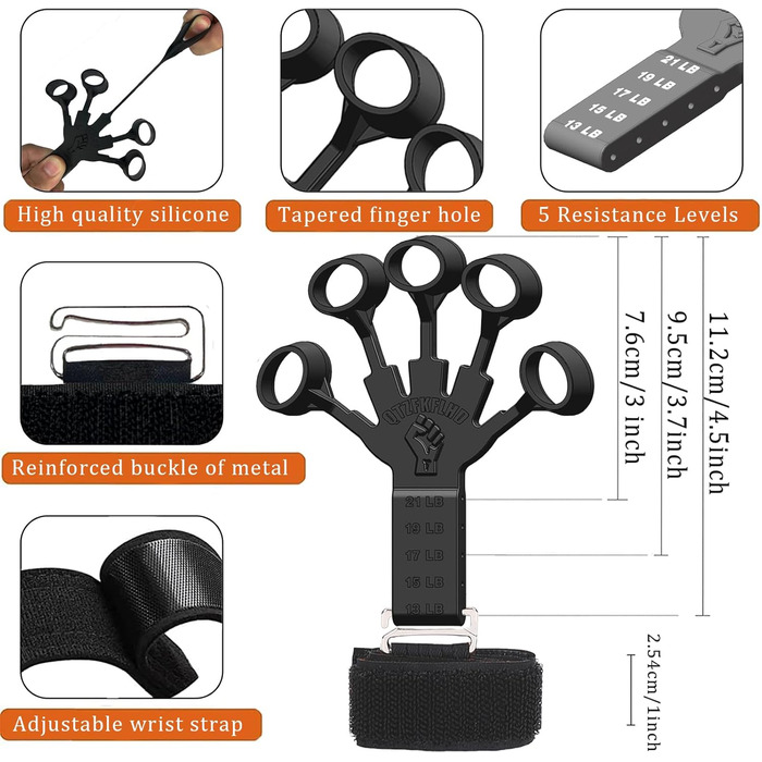 Набір для тренування сили рук Griffkrafttrainer (5 шт.) - для м'язів, відновлення та зняття стресу, чорний 03