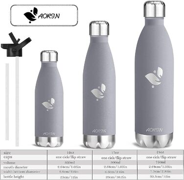 Термофляга AORIN з вакуумною ізоляцією - 350мл/500мл/750мл. Без BPA, зберігає холод до 24 годин та тепло до 12 годин. Ідеальна термофляга для дітей, школи, спорту, активного відпочинку, велосипеду, фітнесу.