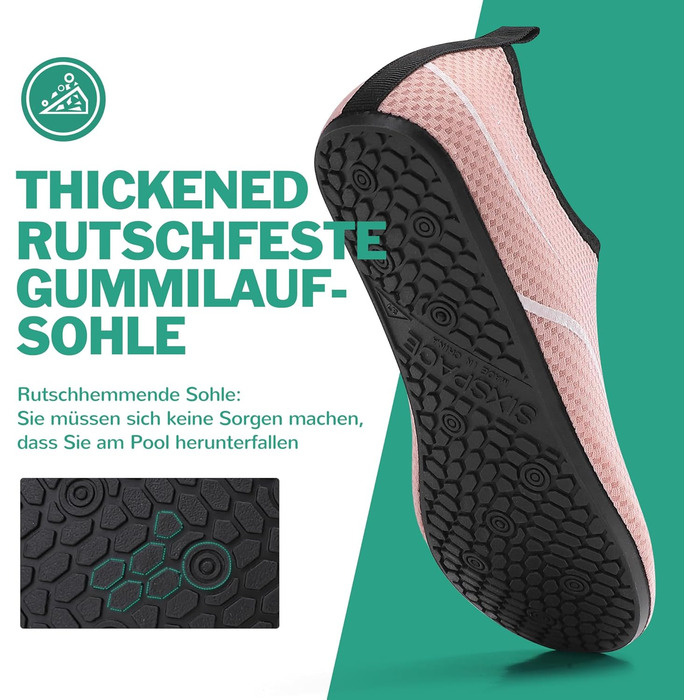 Шкарпетки для плавання та водних видів спорту, дихаючі, швидковисихаючі, унісекс, розмір 34-47, колір рожевий