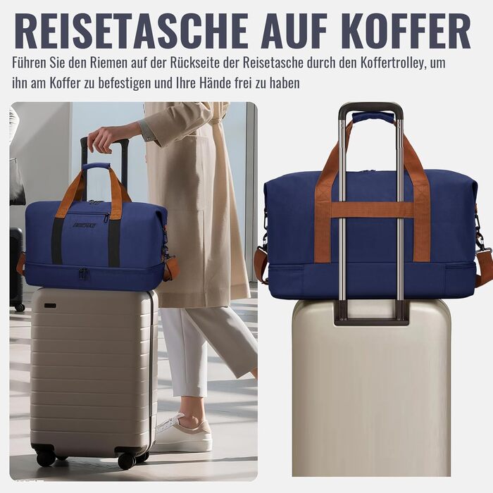 Спортивна сумка-рюкзак для чоловіків та жінок з відділенням для взуття та мокрого одягу, велика містка сумка для подорожей, тренувань, плавання (Navy Blue)