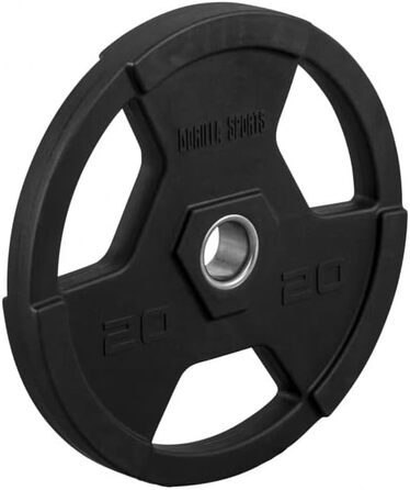 Олімпійські диски для штанги GORILLA SPORTS 1,25-25 кг, тригрип, 50 мм, пластик, чорні