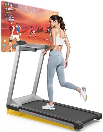 Lacuffy Біговий доріжка для дому, складаний, Walking Pad з нахилом 6%, велика площа бігового полотна 112 * 42 см, вантажопідйомність 158 кг, для високих людей, срібно-чорний колір
