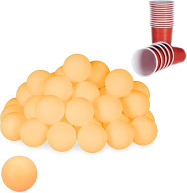 Пластикові м'ячі для Beer Pong Relaxdays, 288 шт, 38 мм, оранжеві, без малюнка, для пінг-понгу та настільного тенісу