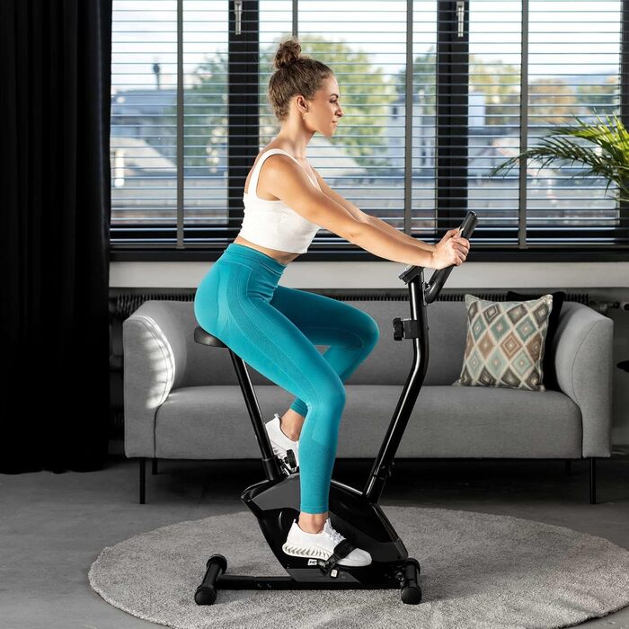 Велотренажер Hop-Sport HS-045H EOS для дому, компактний, з пульсометром, тримачем для планшета, тренувальним комп’ютером, до 120 кг, сірий