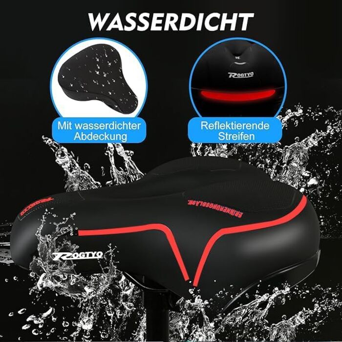 Велосипедне сідло з гелевою накладкою Pro 2.0: широке, м'яке, зручне, дихаюче, з пам'яттю форми та водонепроникним покриттям (червоне)