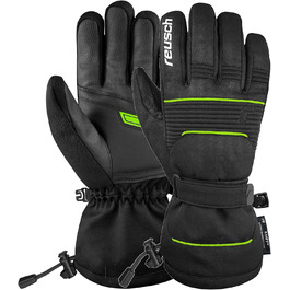 Reusch Унісекс зимові лижні рукавички Crosby R-tex XT, водонепроникна мембрана, теплі спортивні рукавички для сноуборду і катання, чорні/неоново-зелені, розмір 8