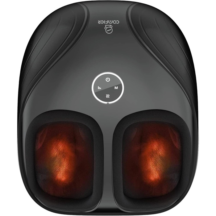 Масажер для ніг COMFIER Shiatsu з підігрівом, компресією та роликовим масажем, для лікування плантарного фасціїту, до 46 розміру взуття