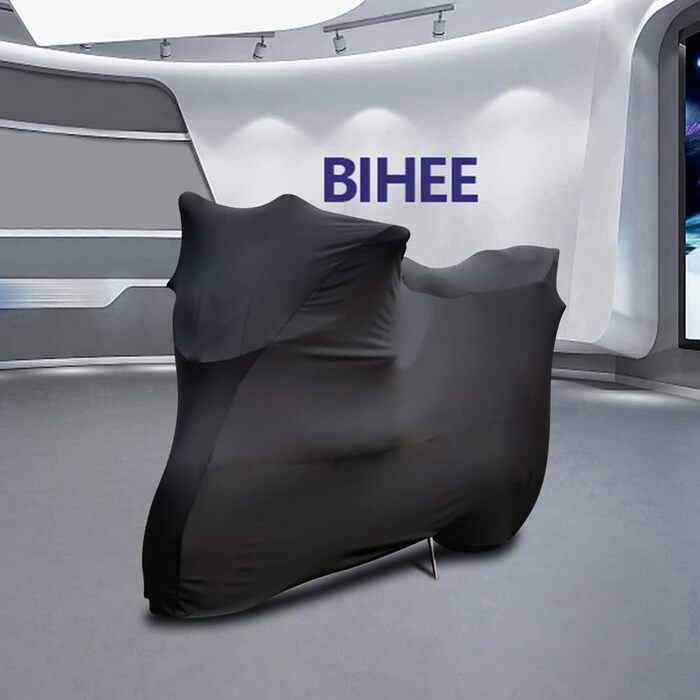 Захисний чохол для мотоцикла BHIEE від пилу для використання в приміщенні, еластична тканина, 245 x 104 x 125 см, чорний