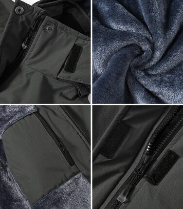 Зимова куртка Daen Outdoor: вітронепроникна, водонепроникна Softshell з флісовою підкладкою, для катання на лижах, функціональна, з капюшоном (M, темно-сірий)