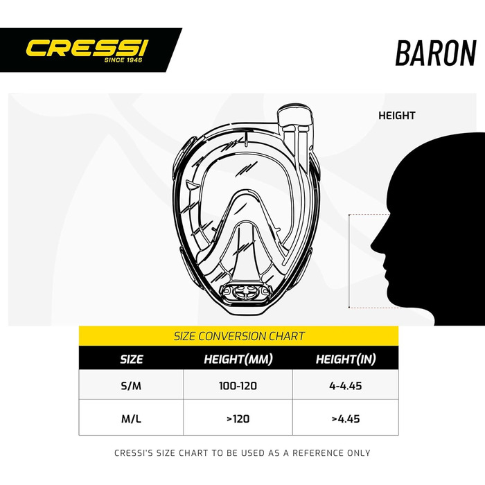 Набір для снорклінгу Cressi Tonga: короткі регульовані ласти + маска Baron з широким оглядом, чорний/чорний, S/M (36/41)