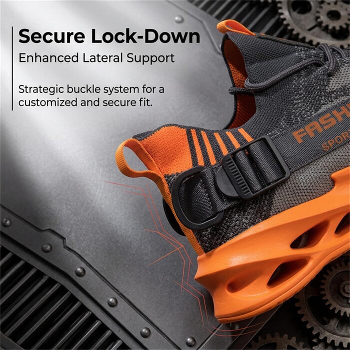 Кросівки чоловічі/жіночі спортивні для бігу та фітнесу Turnschuhe G133 сіро-помаранчеві, дихаючі, легкі, з амортизацією, розмір EU 43