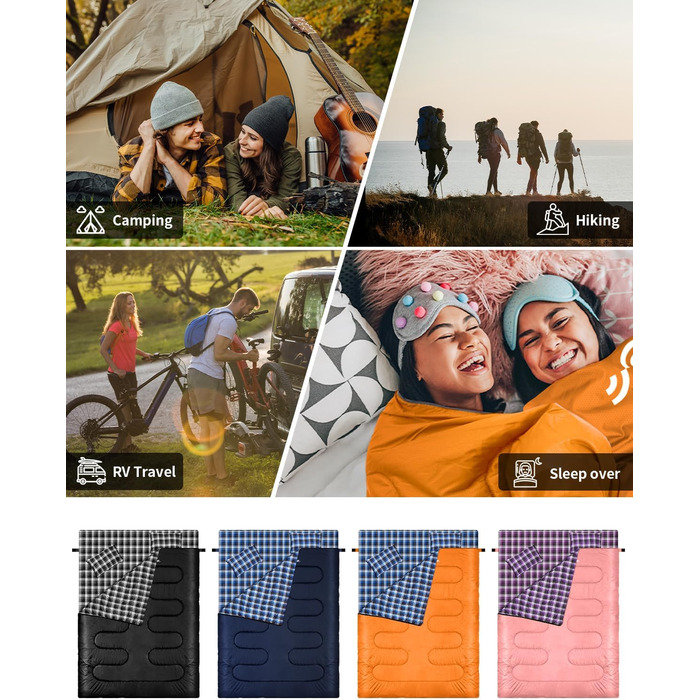 Сплячий мішок Outdoor Sportneer для 2 осіб: двомісний спальний мішок на 3 сезони, 220x150 см, 2.75 кг з 2 подушками, для дорослих, оранжевий (без фланелевої підкладки)