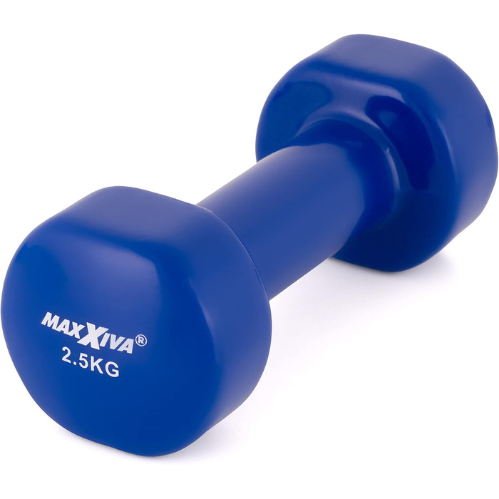 Гантелі MAXXIVA 2x2,5 кг вінілові зі сталевим стрижнем, сині, для фітнесу та силових тренувань