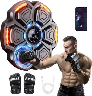 Музична бокс-машина для дорослих Bluetooth з рукавичками, LED підсвічуванням, 9 режимів швидкості та лічильником ударів