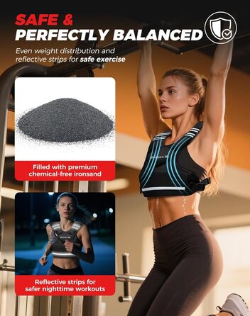 Вага для тренувань BAGAIL: регульована жилетка з відстібними вагами, 1.8-4.5 кг, чорна