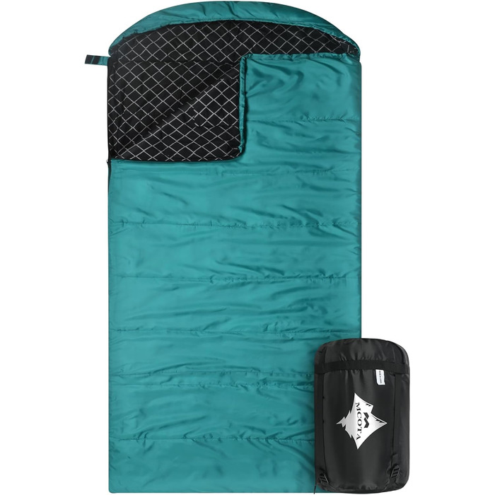 Спальний мішок Baumwoll-Flanell для дорослих, 100% бавовна, для кемпінгу, трекінгу, подорожей з рюкзаком, 3-4 сезони, легкий, See blau/schwarz