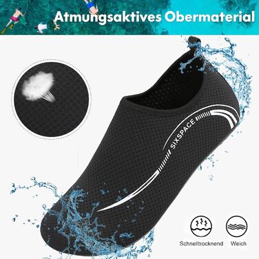 Шкарпетки для плавання та водних видів спорту Sixspace, чорні, розмір 34-47