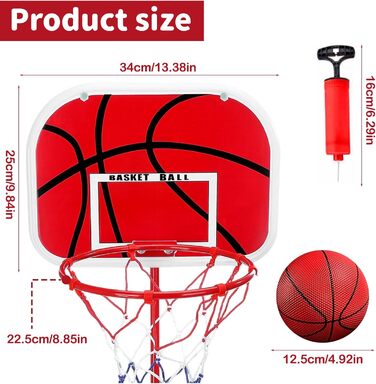 Дитячий баскетбольний кошик для вулиці та дому, регульована висота 50-150 см, комплект з м'ячами та сітками