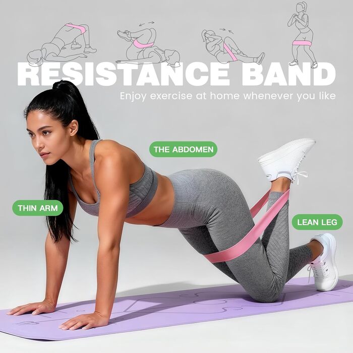 Йога мат Soontrans, 8 мм, TPE, з гумовими стрічками, килимком для колін, фітнес мат для пілатесу та тренувань (фіолетовий, 183x68 см)