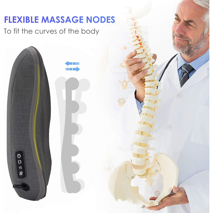 Масажна подушка COMFIER Shiatsu з підігрівом, портативний масажер для спини, стільця, офісу, подарунок для жінок і чоловіків, темно-сіра