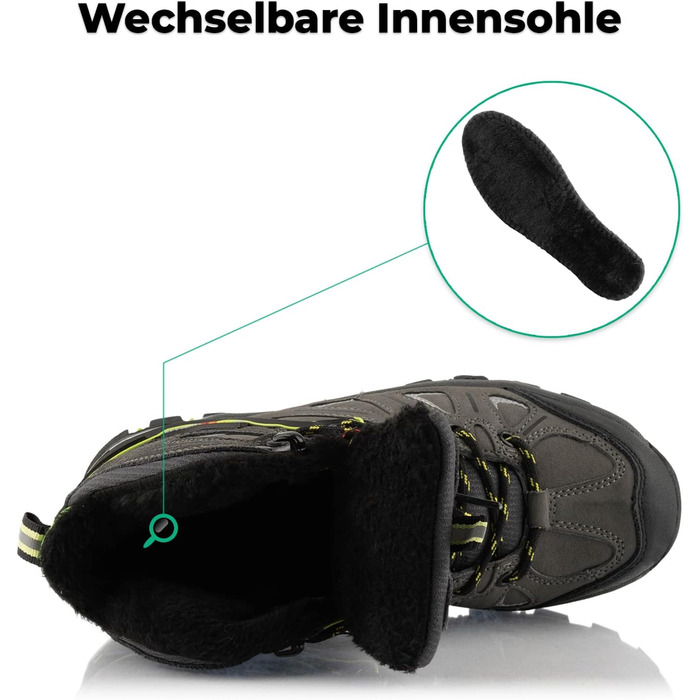 Трекінгові черевики для жінок та чоловіків, теплі, з підкладкою, сірі, зелені (37 EU)