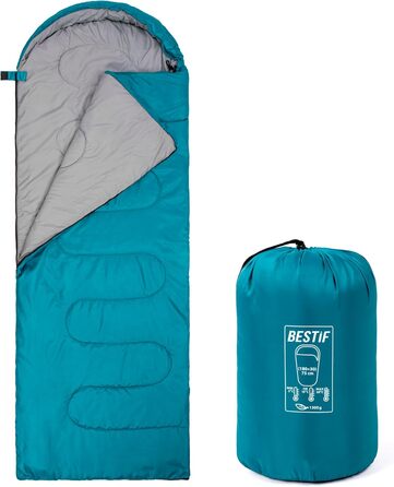 Сплячий мішок BESTIF для кемпінгу та відпочинку на природі. Легкий, водонепроникний, літній спальник 210x75cm, турквіс