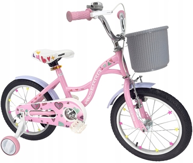 Дитячий велосипед Platinum 16 дюймів, рожевий, з кошиком та дзвоником
