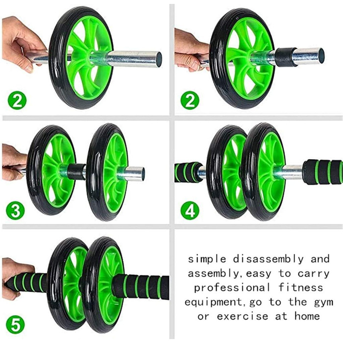 Колесо для пресу Ab Wheel - тренажер для фітнесу та зміцнення м'язів пресу, неслизькі ручки, для дому та спортзалу (зелений)