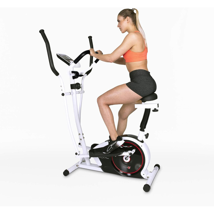 Ергометр Christopeit Crosstrainer CT 4 – 2-в-1 тренажер для ходьби та бігу з магнітною системою опору 7 кг, 8 рівнів навантаження, LCD-дисплей, датчики пульсу та підставка для планшета – для щадного впливу на суглоби (з килимком)