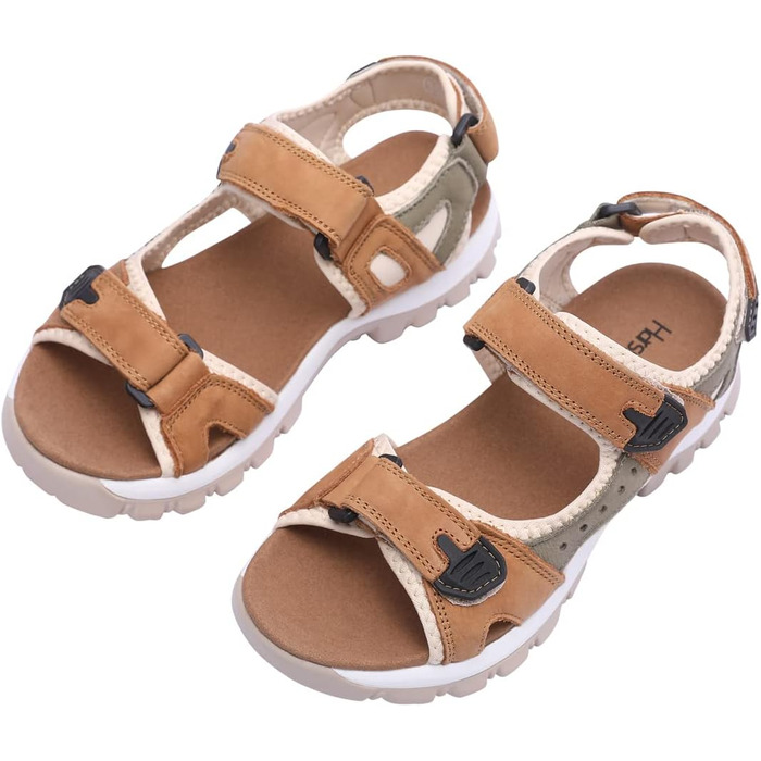 Жіночі літні спортивні сандалі Harssidanzar для туризму та активного відпочинку - шкіра, колір кавово-сірий, розмір 38 EU