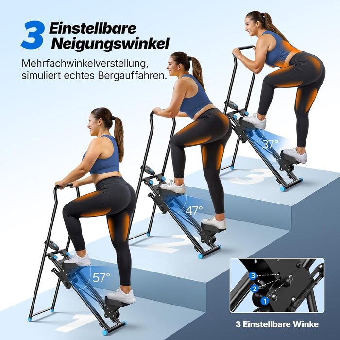 MERACH Сходиця для фітнесу MERACH 2025 - компактний тренажер для дому, вертикальний тренажер для кардіо та загальної фізичної підготовки, регульовані педалі та ручки