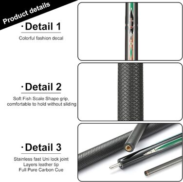 Кю для більяру (більярду) Crown ME з карбону, 20oz, CC03FD