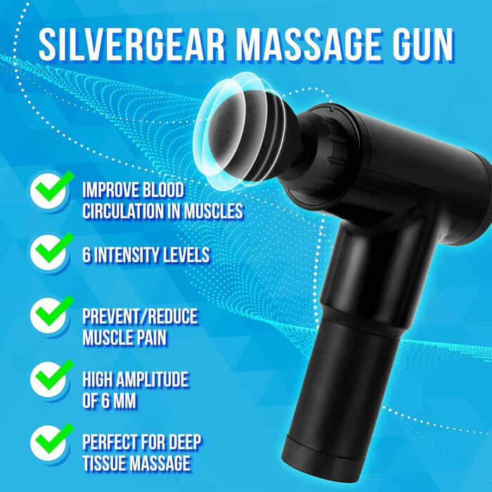 Масажний пістолет Silvergear чорний, бездротовий, для м'язів