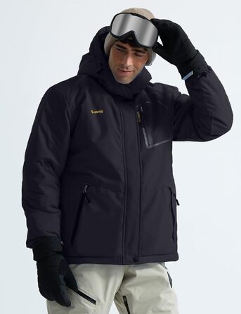 Чоловіча водонепроникна лижна куртка GEMYSE з флісовою підкладкою, чорна