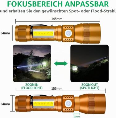 Ліхтарик Karrong LED з USB-зарядкою та магнітом, ультрафіолетовий UV-ліхтар 395нм, 7 режимів світла (включаючи червоне), акумуляторний набір для кемпінгу та походів, коричневий, 2 шт.