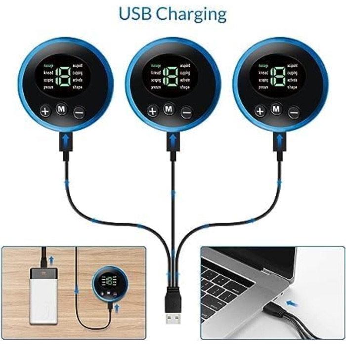 HENESE Електростимулятор м'язів живота EMS, 8 режимів, 19 рівнів, USB, портативний тренажер для пресу