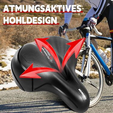 Преміум велосипедний сідло для жінок та чоловіків: комфортне, м'яке, амортизуюче, дихаюче, ергономічне, водонепроникне. Підходить для шосе, трекінгу, MTB, city bike та e-bike велосипедів.