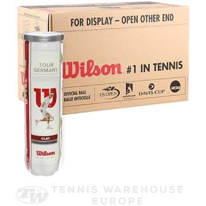 Тенісні м'ячі WILSON Tour Germany Clay DTB, 20 шт., жовті, офіційний ігровий м'яч DTB 2014/2015, 5 туб по 4 м'ячі
