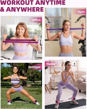 Набір еластичних стрічок для фітнесу: стрічки опору та манжети для тренувань ніг та тіла. Ідеально для йоги, фітнесу вдома та залу. З інструкцією.