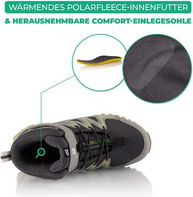 Зимові черевики для жінок та чоловіків, водонепроникні, з утепленням, для піших прогулянок (36 EU, сірий, зелений)