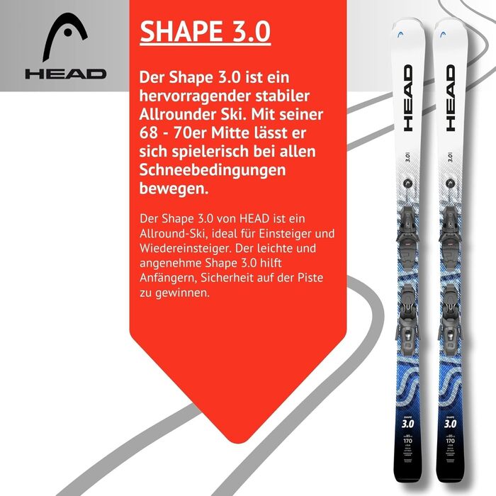 Гірські лижі HEAD Shape 3.0 + PR 10 GW Promo 149 см