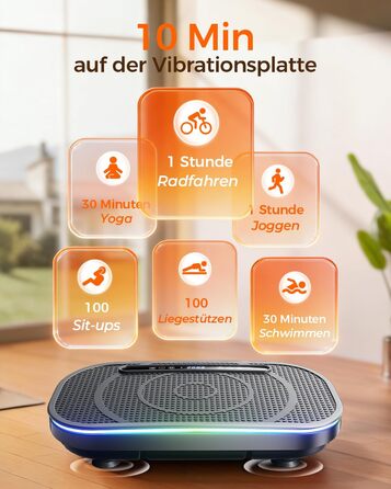 Віброплатформа для фітнесу вдома Rüttelplatte – вібраційна платформа для релаксації та спорту, 120 рівнів інтенсивності для тренувань всього тіла (Сіра)